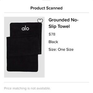 ALO Yoga Black No-Slip Towel